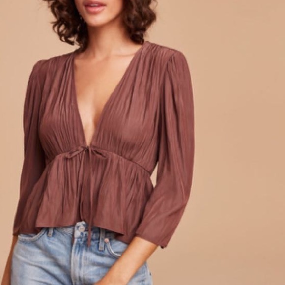 Aritzia Mauve Tie Top - Picture 2 of 5